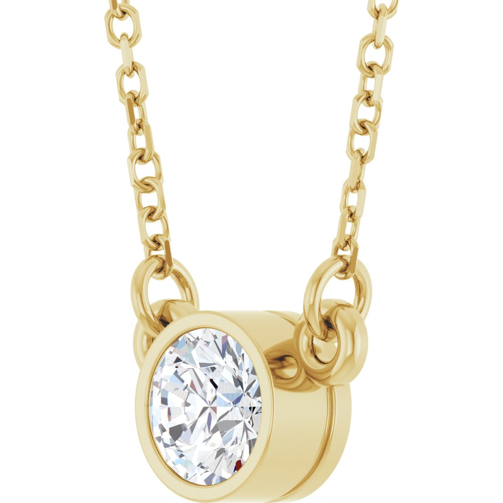 14K Yellow Gold 1/3 CT Natural Diamond Solitaire 18" Necklace