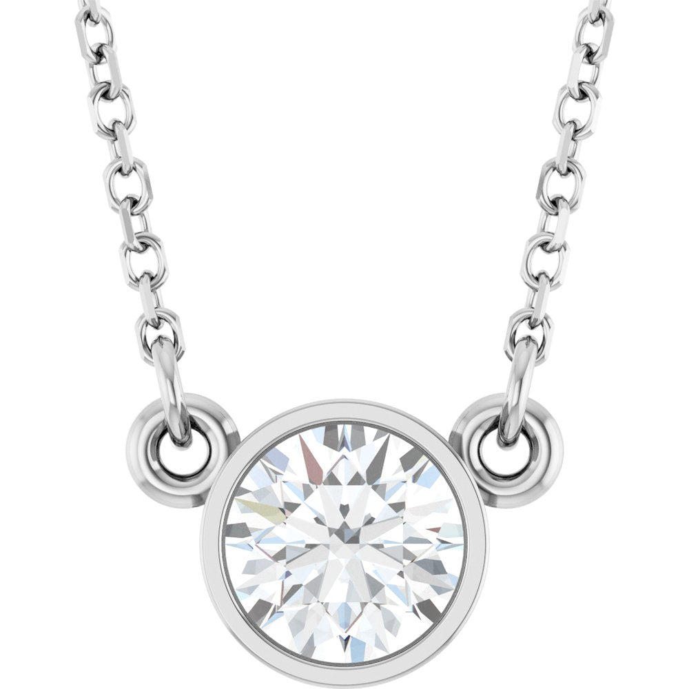 14K White 1/2 CT Natural Diamond Solitaire 18" Necklace