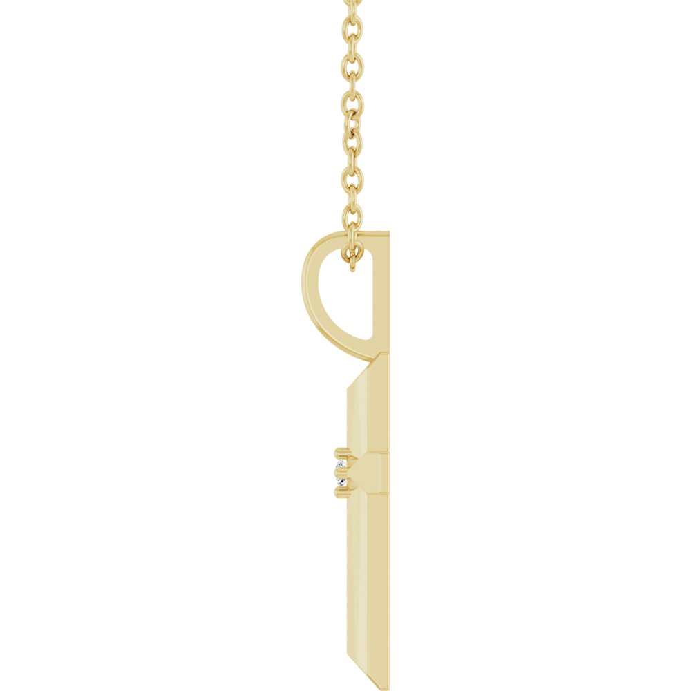 14K Yellow Gold .0075 CT Natural Diamond Cross 16-18" Necklace