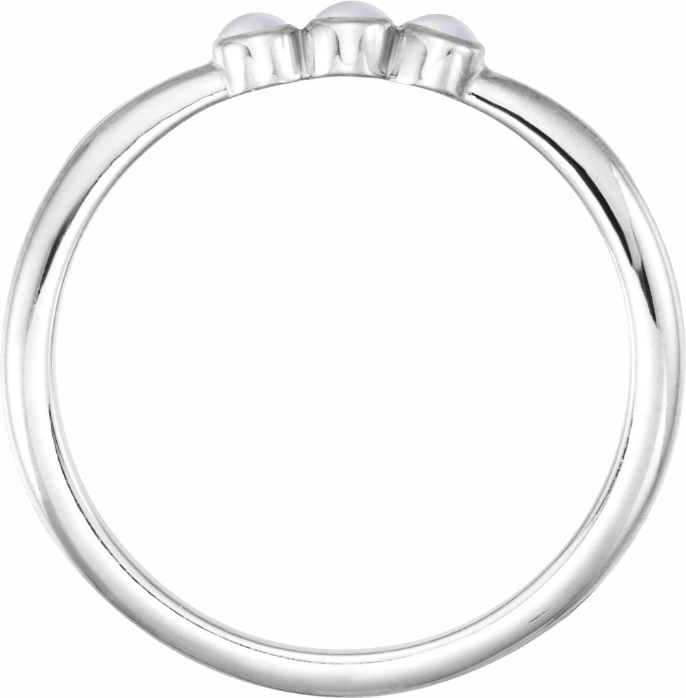 Sterling Silver Natural Rainbow Moonstone Stackable Ring