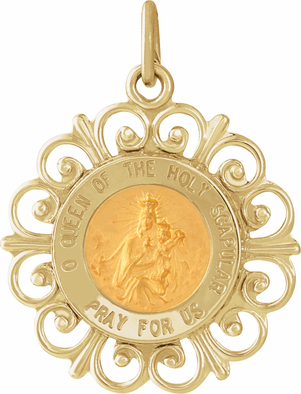 14K Yellow 18 mm Round Scapular Medal