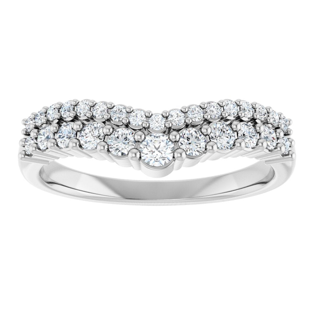 14K White Gold 3/8 CTW Natural Diamond Contour Band