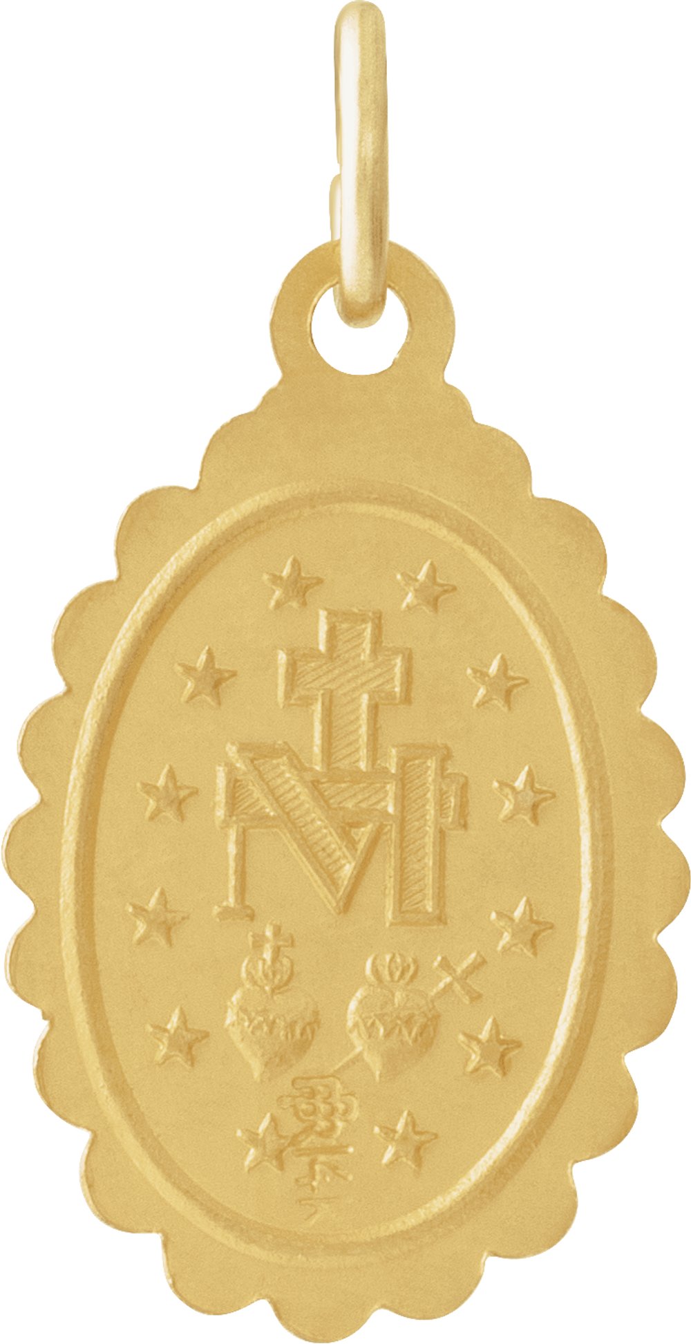 14K Yellow Gold 17x11 mm Oval Miraculous Medal