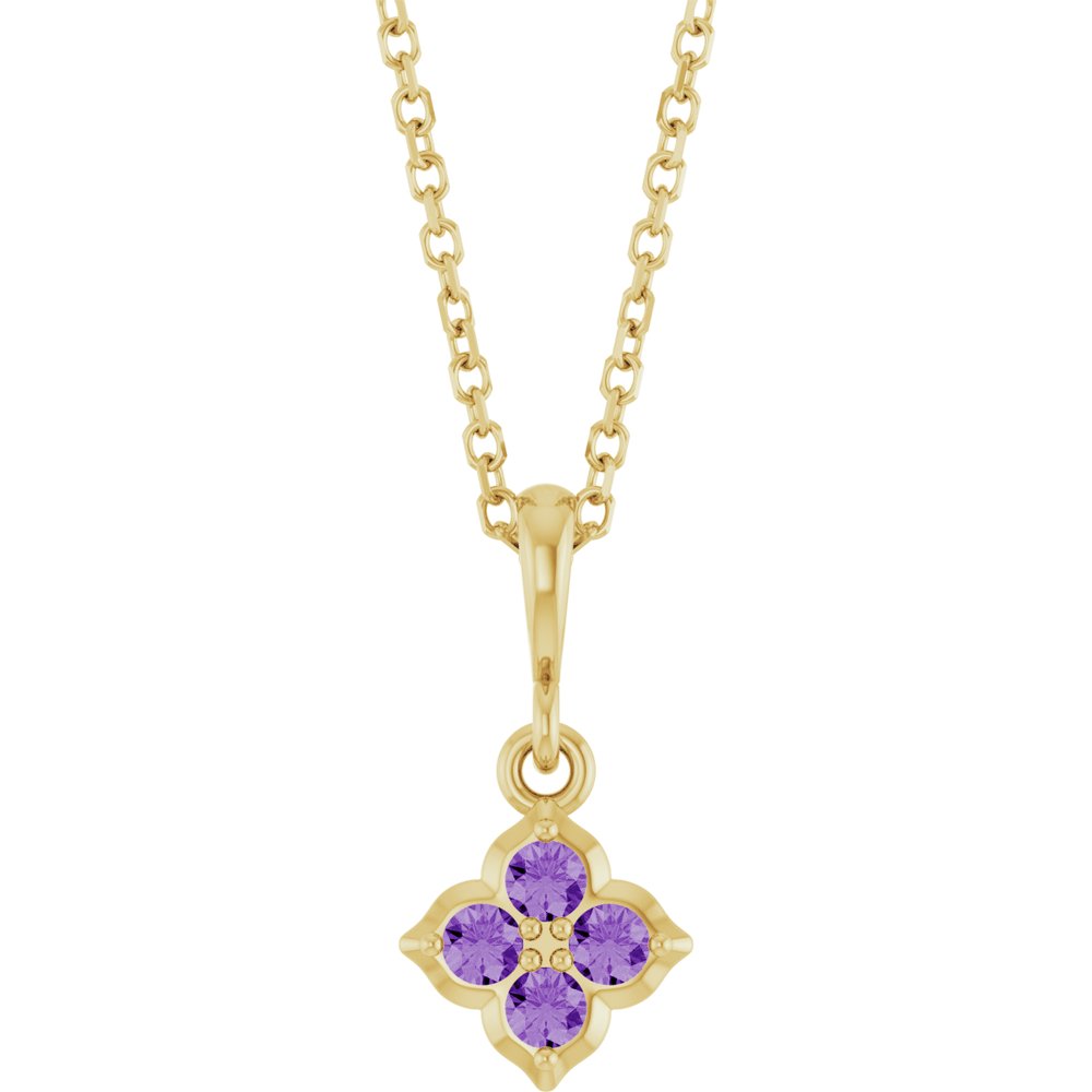 14K Yellow Gold Lab-Grown Purple Sapphire 16-18" Necklace