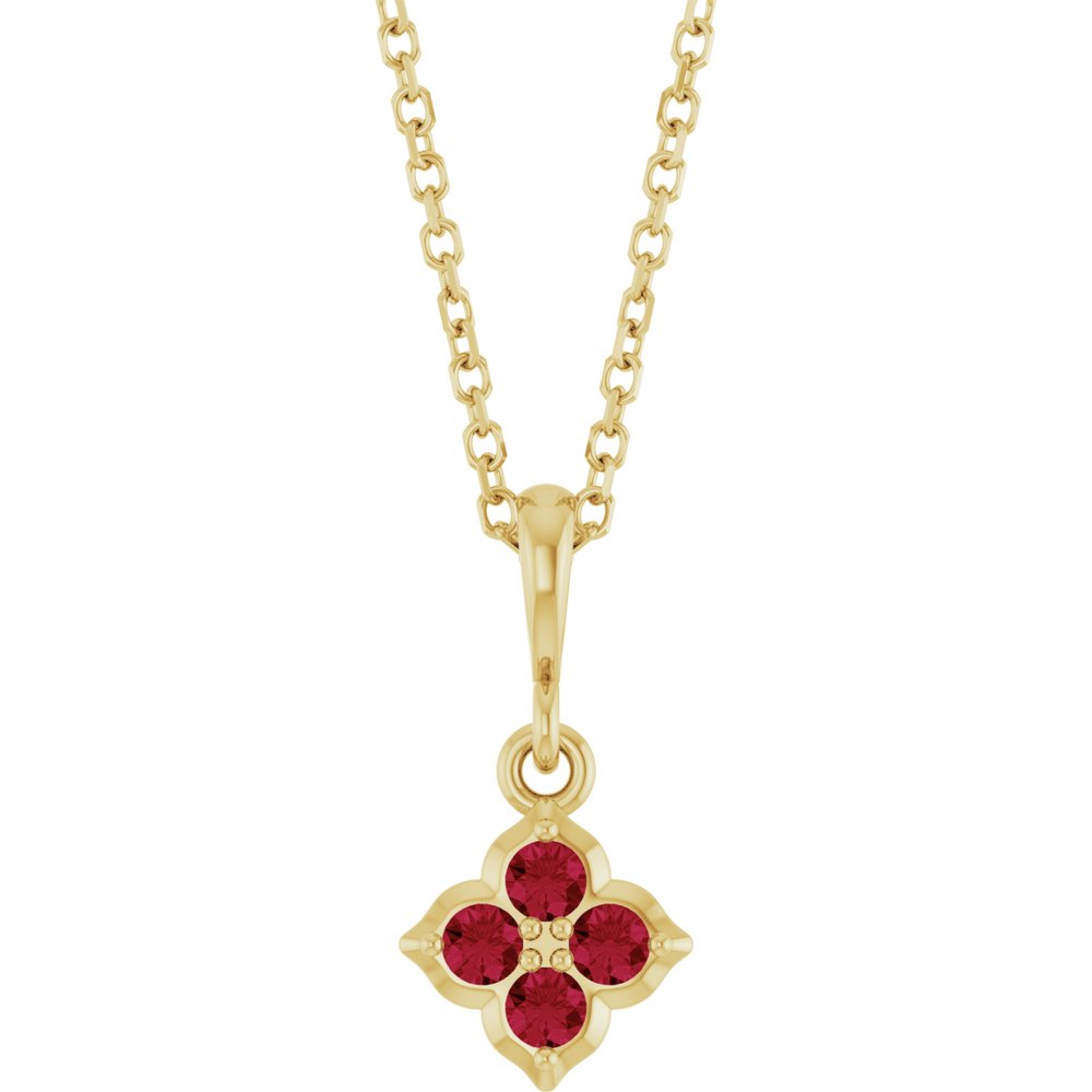 14K Yellow Gold Lab-Grown Ruby 16-18" Necklace