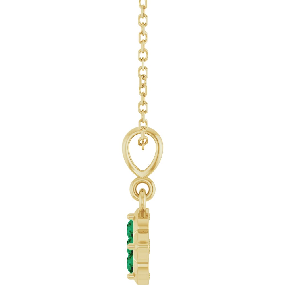 14K Yellow Gold Lab-Grown Emerald 16-18" Necklace