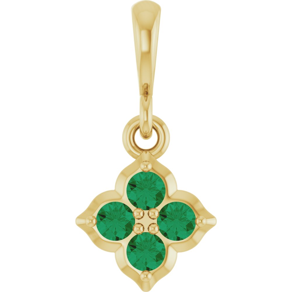 14K Yellow Gold Lab-Grown Emerald Pendant