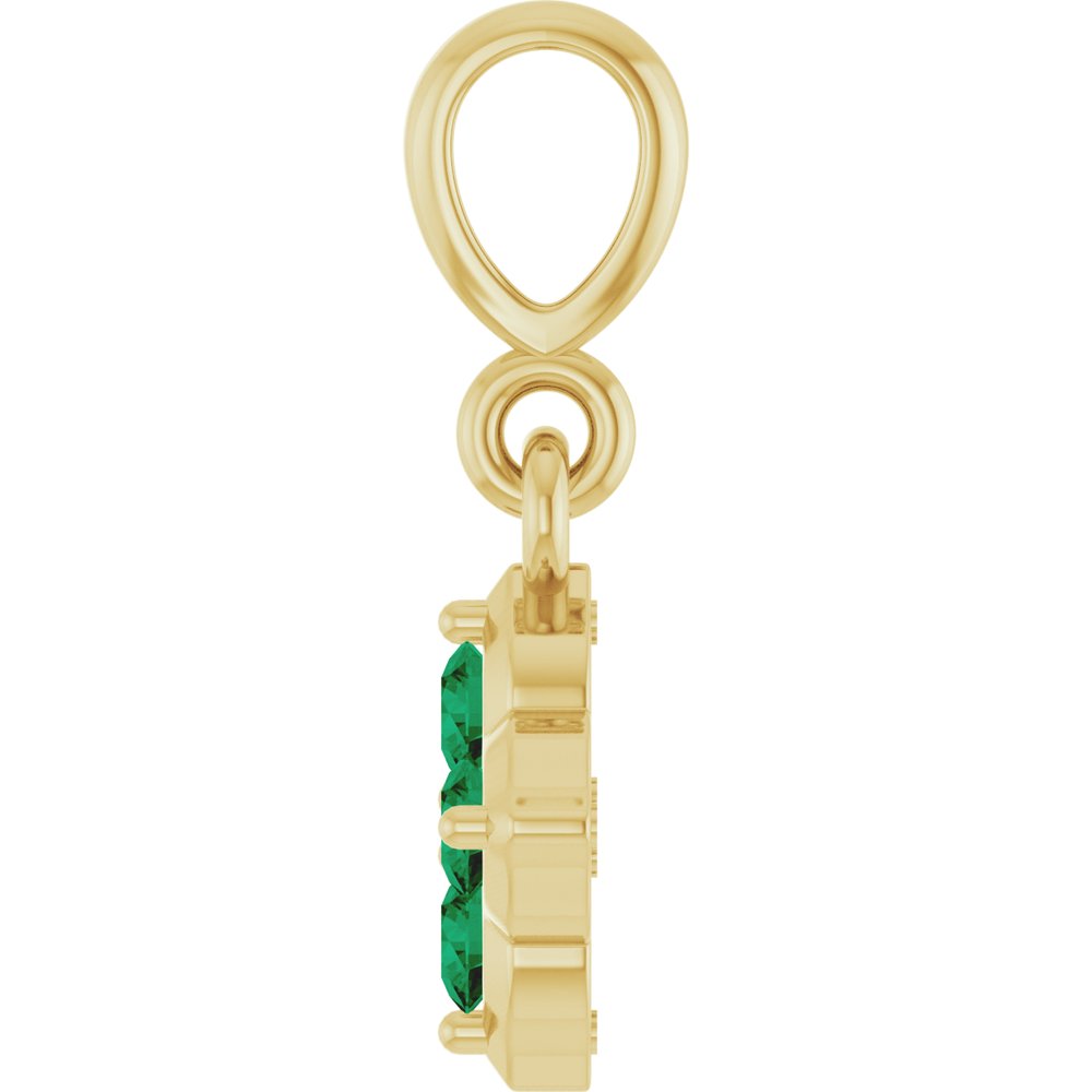 14K Yellow Gold Lab-Grown Emerald Pendant
