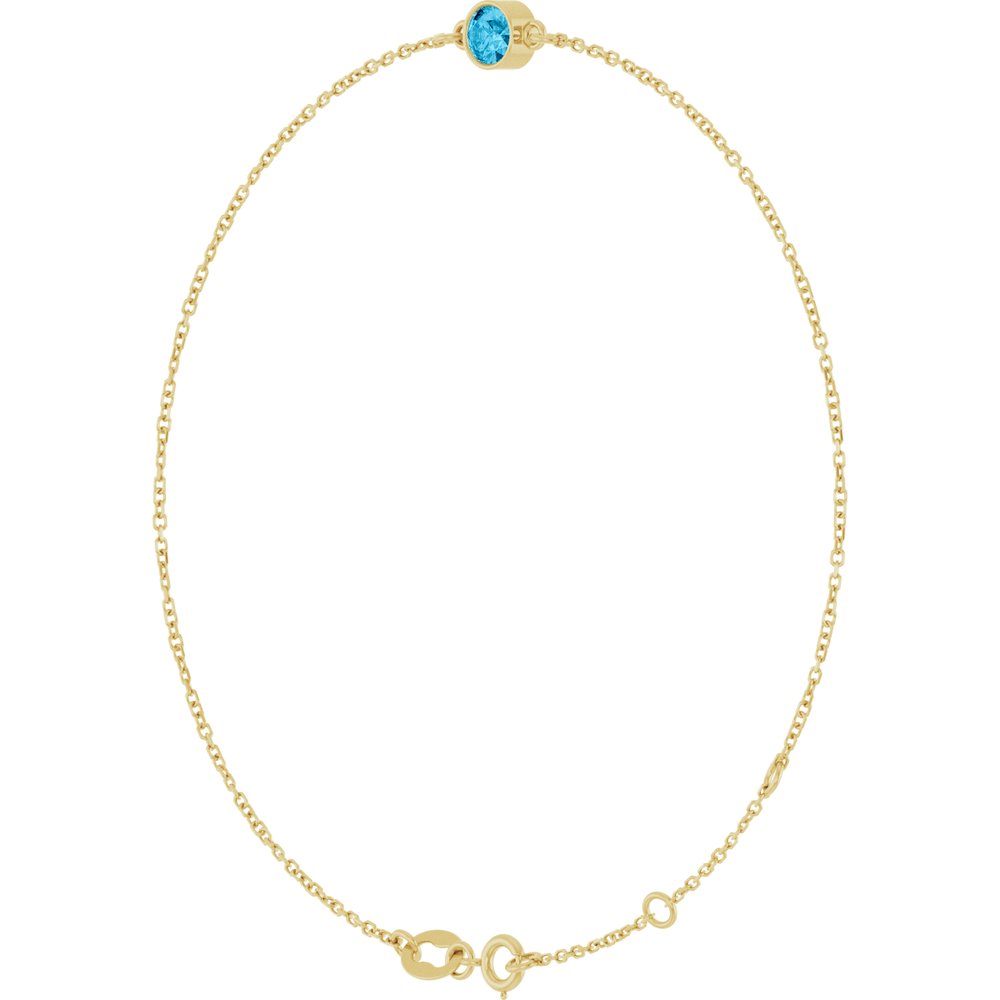 14K Yellow Gold Natural Aquamarine 6 1/2-7 1/2" Bracelet