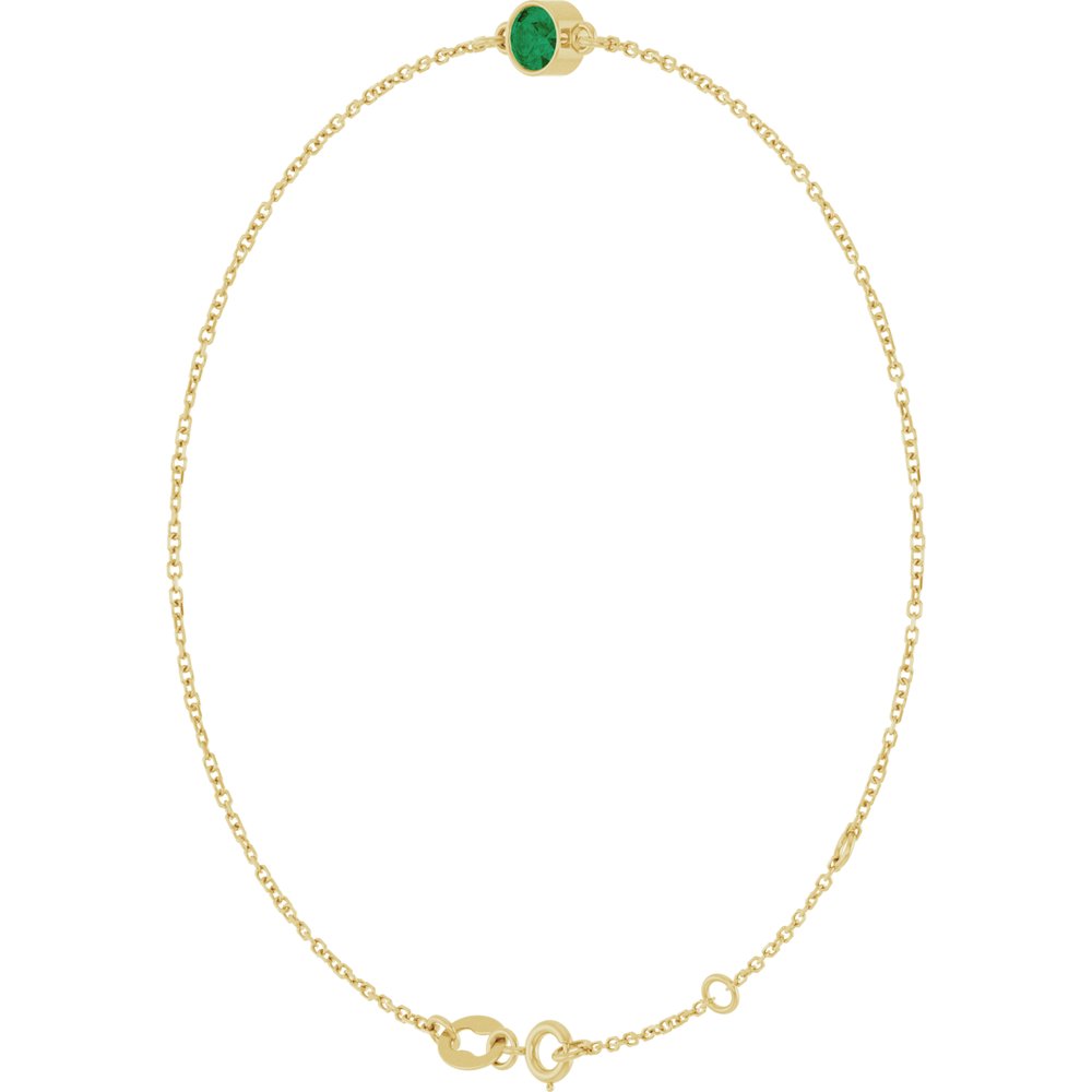 14K Yellow Gold Lab-Grown Emerald 6 1/2-7 1/2" Bracelet