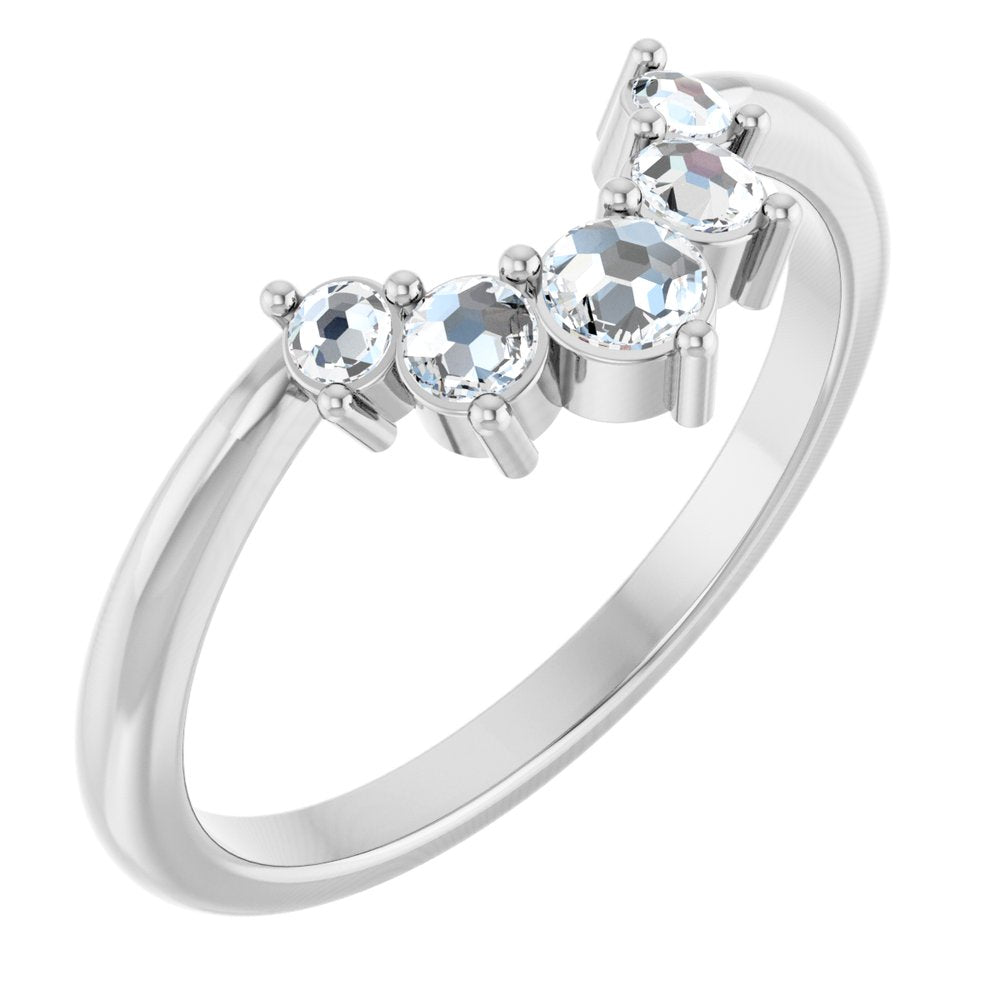 14K White Gold 1/6 CTW Natural Rose-Cut Diamond Contour Band