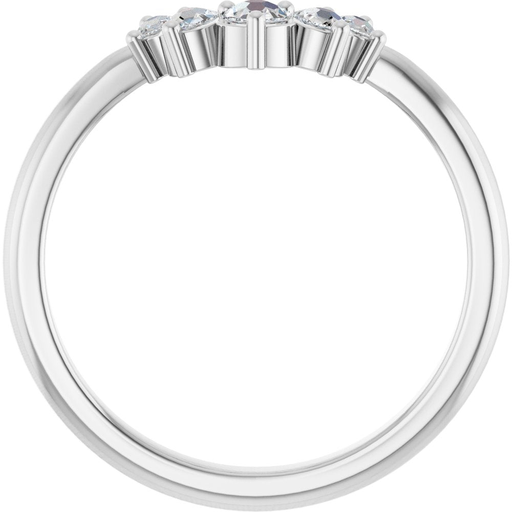 14K White Gold 1/6 CTW Natural Rose-Cut Diamond Contour Band