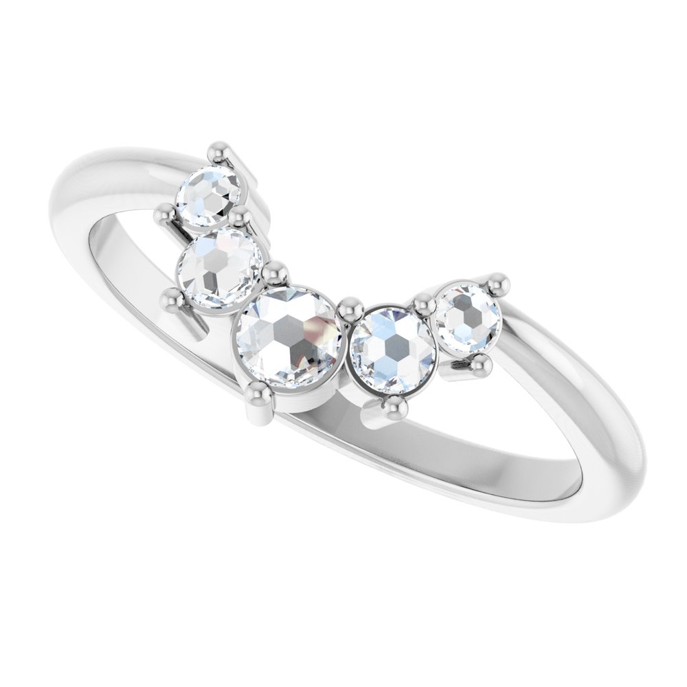 14K White Gold 1/6 CTW Natural Rose-Cut Diamond Contour Band