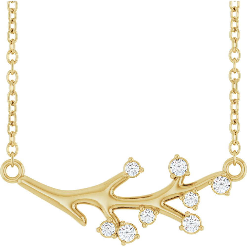 14K Yellow 1/6 CTW Natural Diamond Branch 18" Necklace