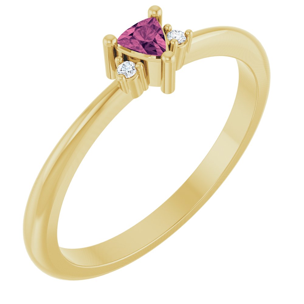 14K Yellow Gold Natural Pink Tourmaline & .015 CTW Natural Diamond Ring
