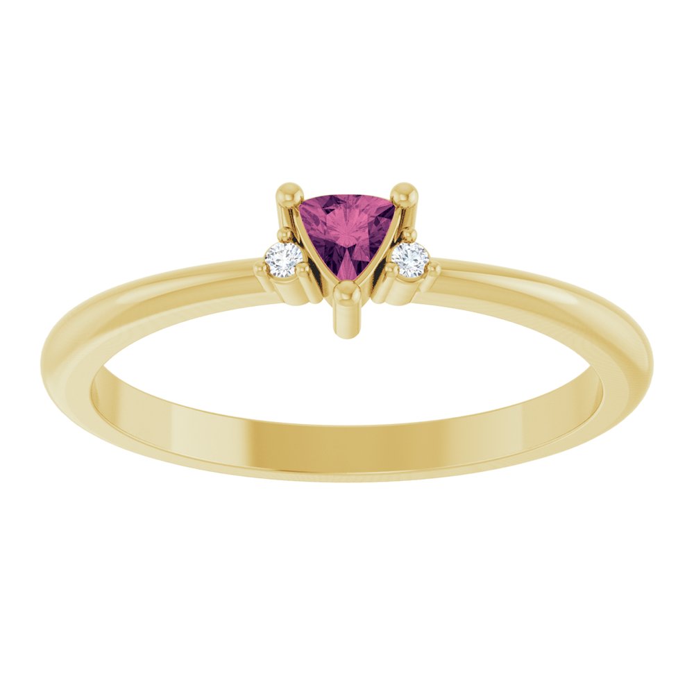 14K Yellow Gold Natural Pink Tourmaline & .015 CTW Natural Diamond Ring