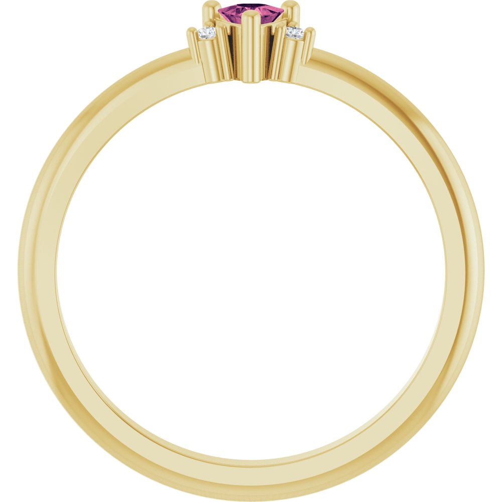 14K Yellow Gold Natural Pink Tourmaline & .015 CTW Natural Diamond Ring