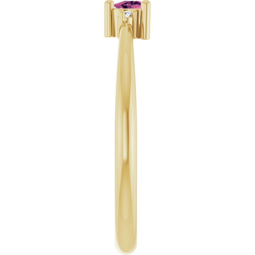 14K Yellow Gold Natural Pink Tourmaline & .015 CTW Natural Diamond Ring