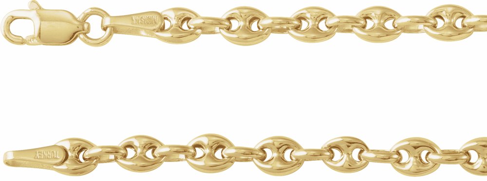 14K Yellow Gold 3.8 mm Hollow Puffed Anchor 20" Chain