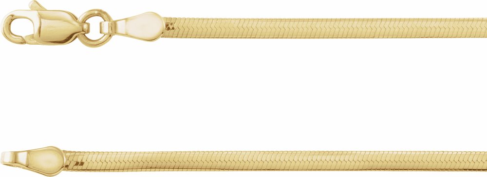 14K Yellow Gold 1.95 mm Oval Snake 7" Chain