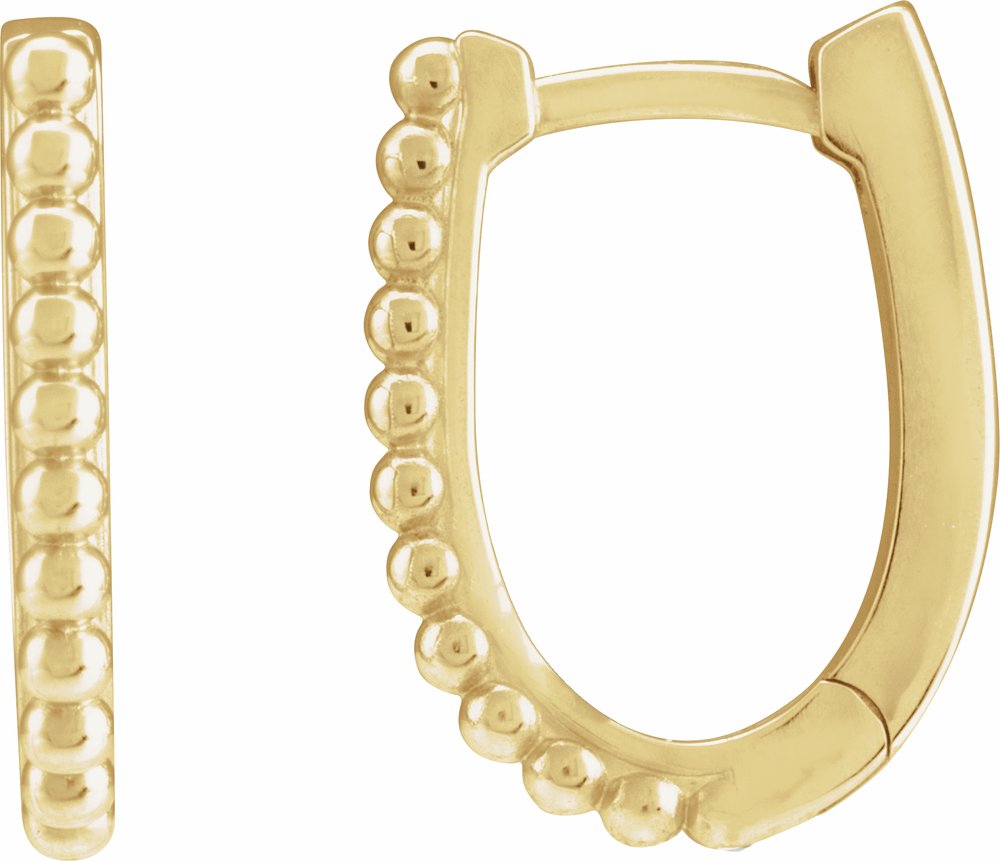14K Yellow Gold Beaded 10.6 Hoop Earrings