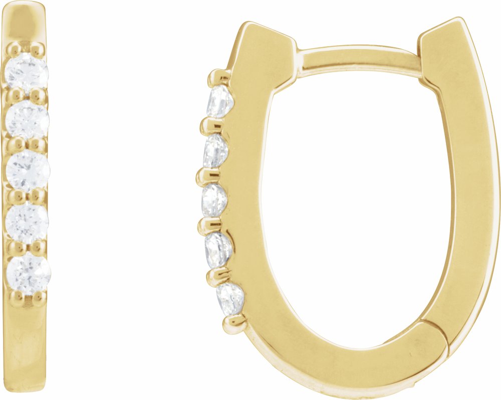 14K Yellow Gold 1/6 CTW Natural Diamond 15.1 mm Hoop Earrings