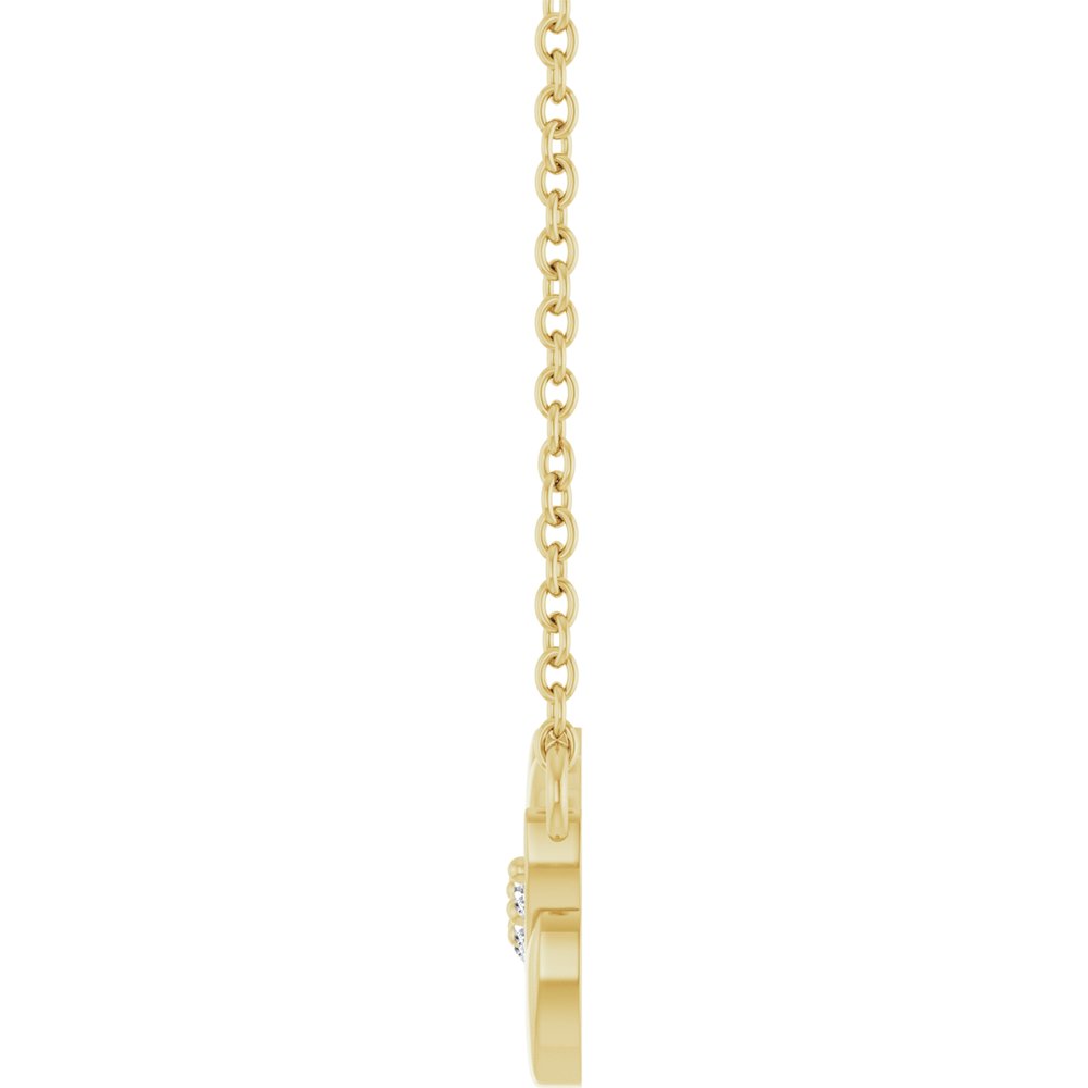 14K Yellow Gold .03 CTW Natural Diamond Leaf 16" Necklace