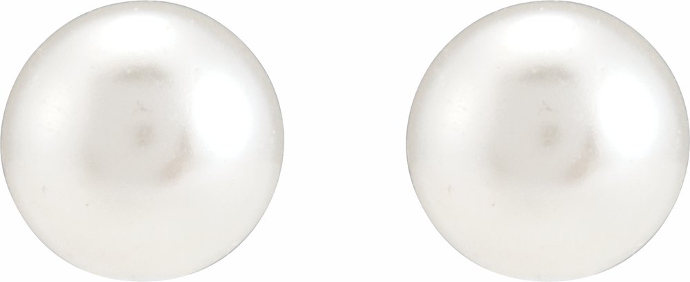 14K White Gold 5 mm Imitation White Pearl Inverness® Piercing Earrings