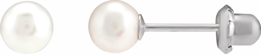 14K White Gold 5 mm Imitation White Pearl Inverness® Piercing Earrings