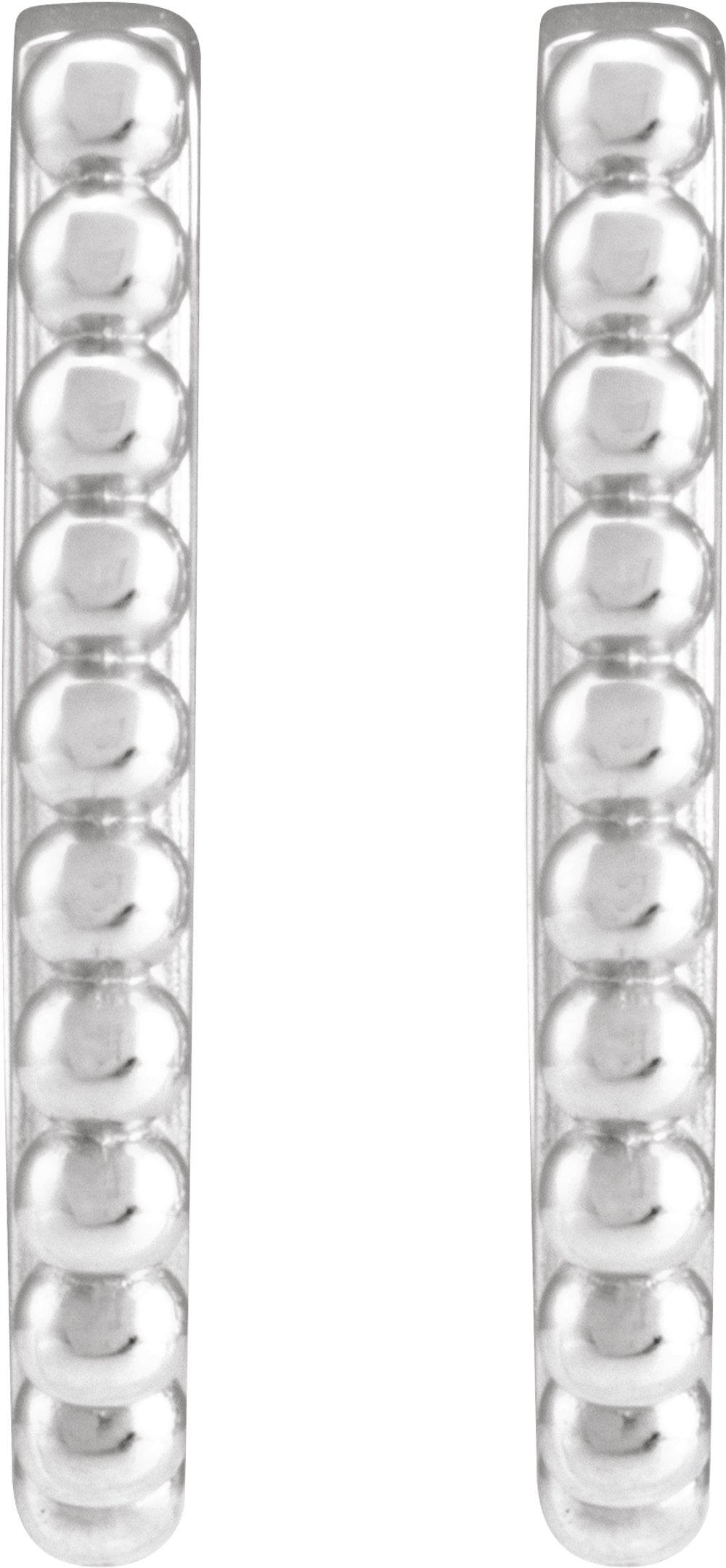 Sterling Silver Beaded 15 mm Hoop Earrings