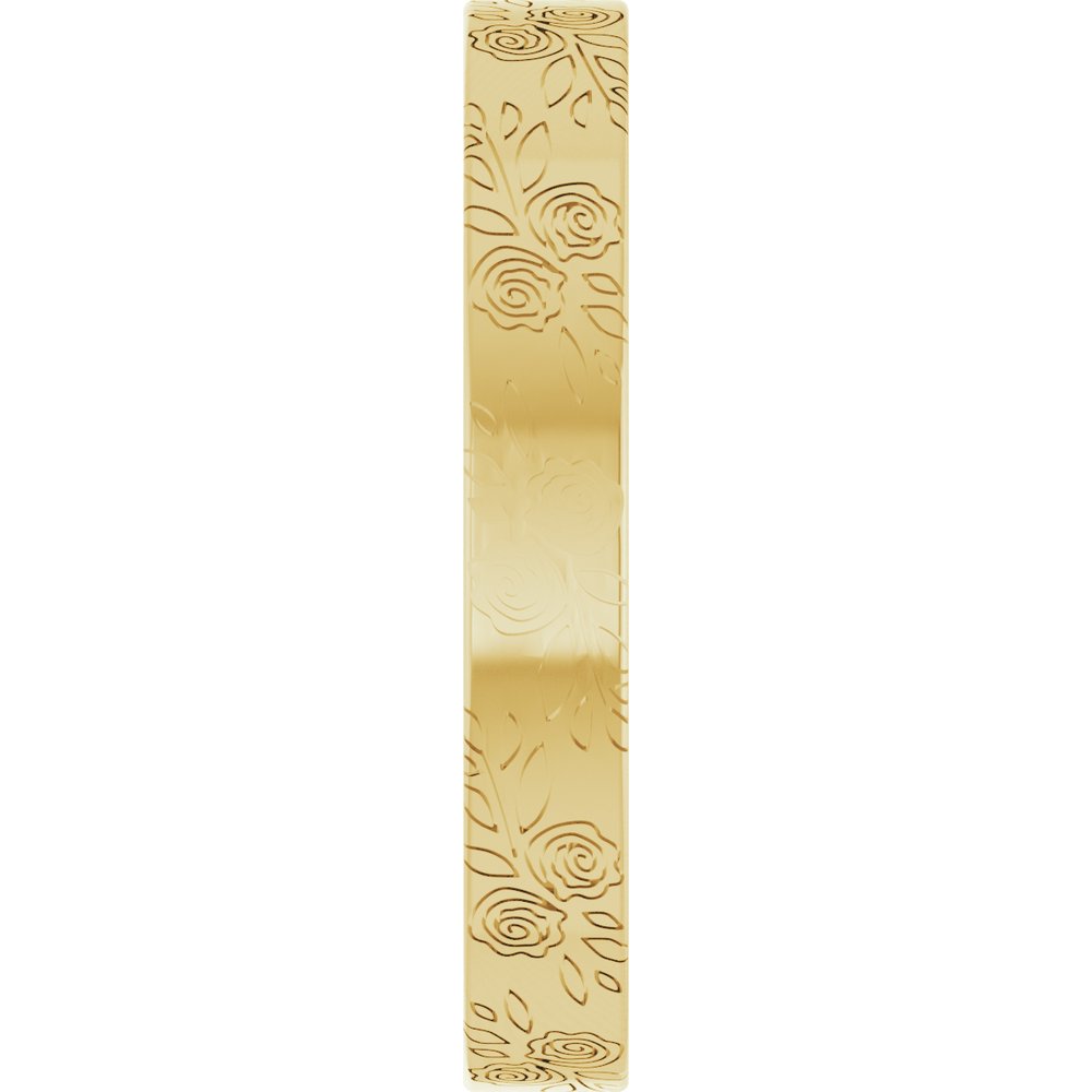 14K Yellow Gold 3 mm Floral Flat Band Size 7