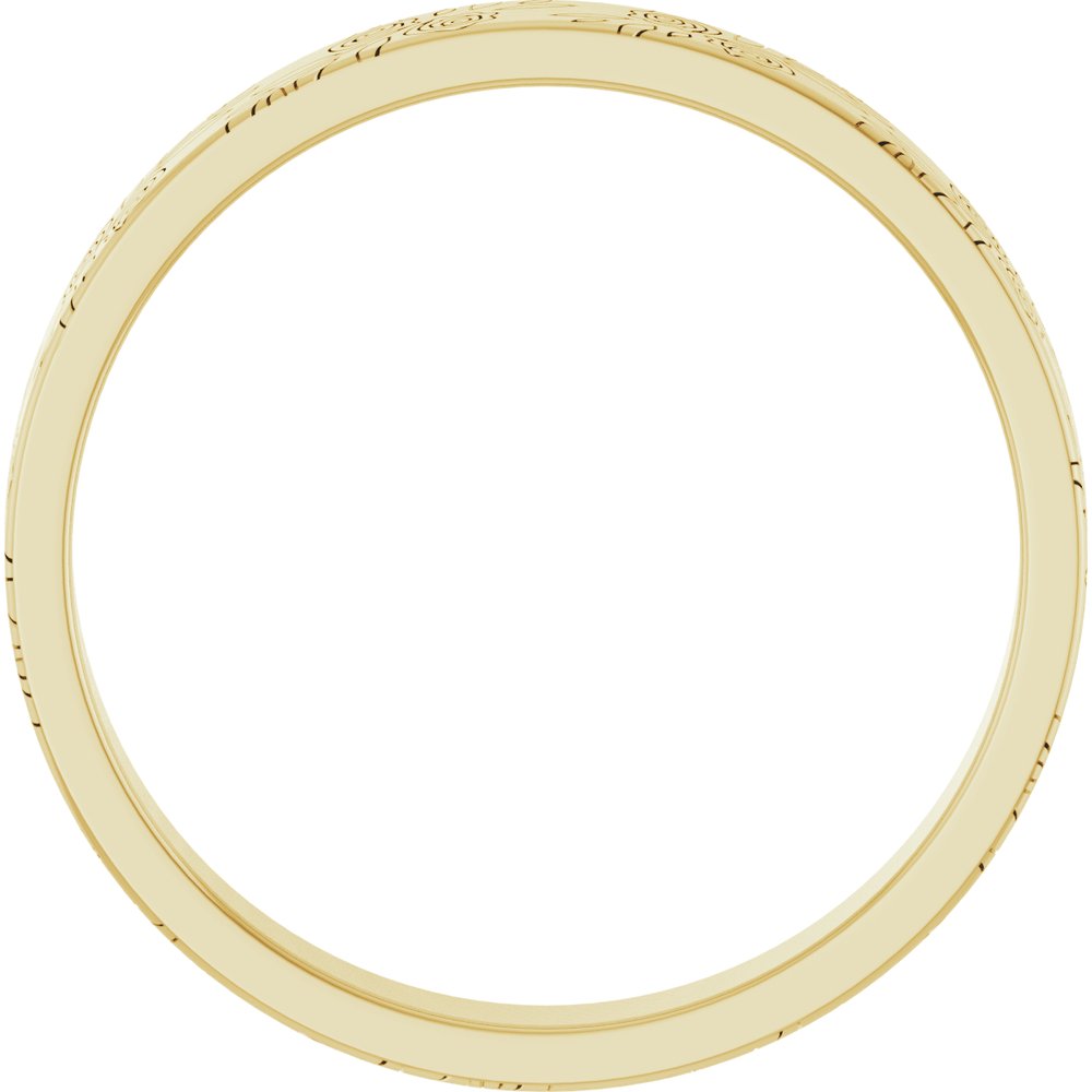 14K Yellow Gold 3 mm Floral Flat Band Size 7