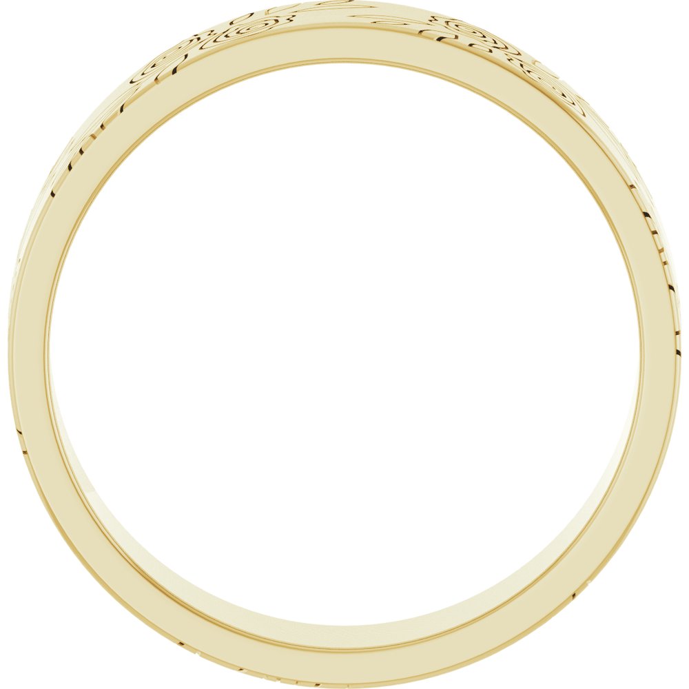 14K Yellow Gold 5 mm Floral Flat Band Size 4.5