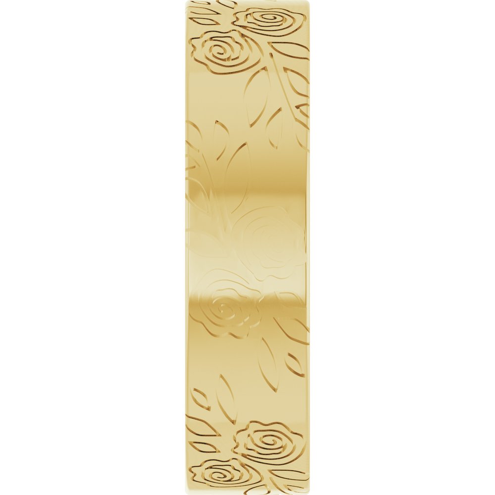 14K Yellow Gold 5 mm Floral Flat Band Size 4.5