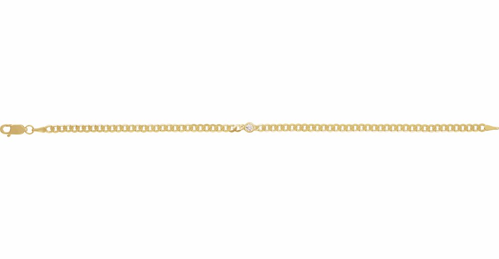 14K Yellow Gold 1/10 CT Natural Diamond Link 7" Bracelet