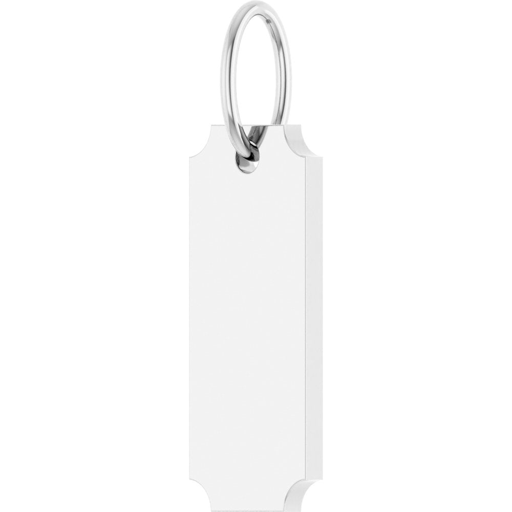 14K White Engravable Dog Tag Pendant