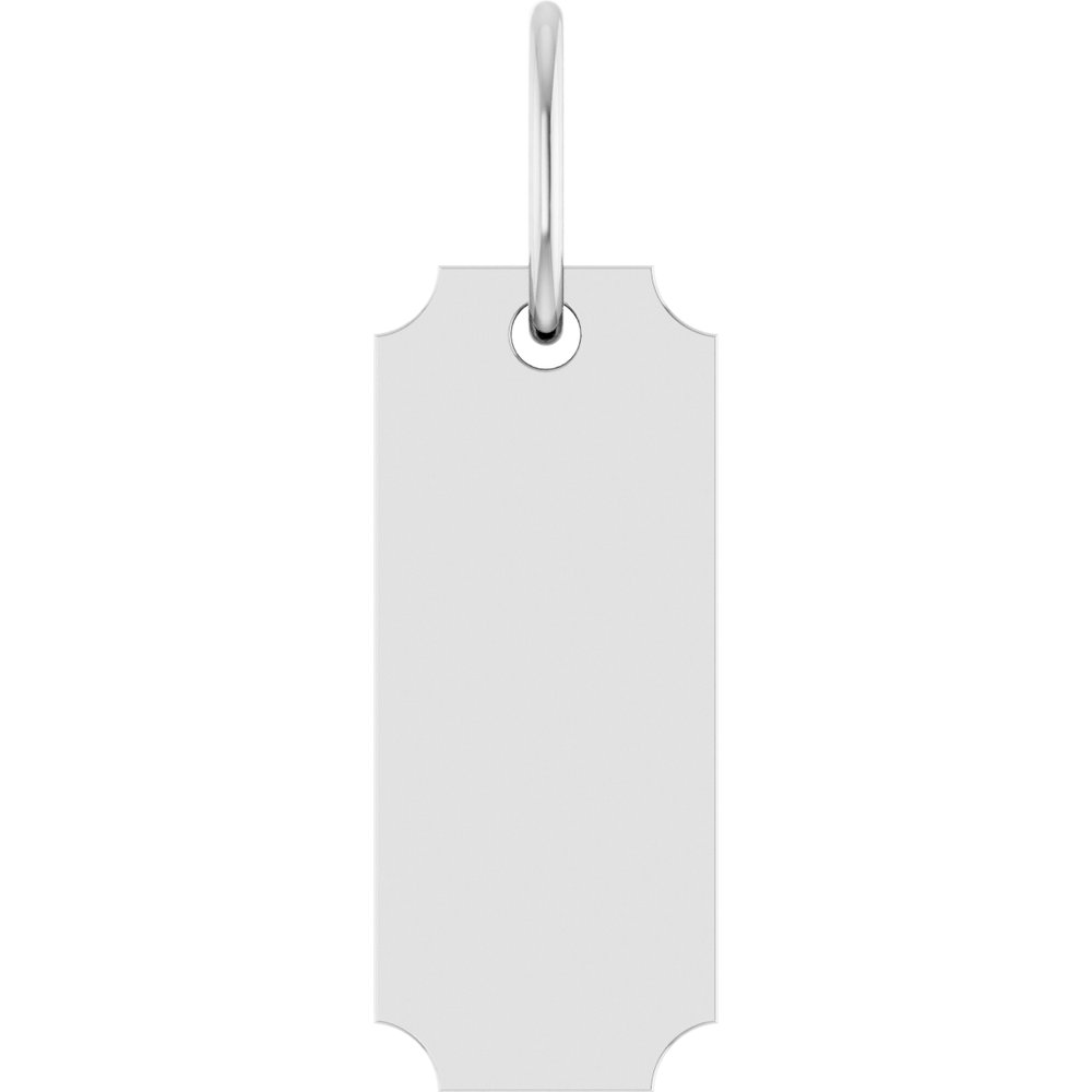 14K White Gold Engravable Dog Tag Pendant