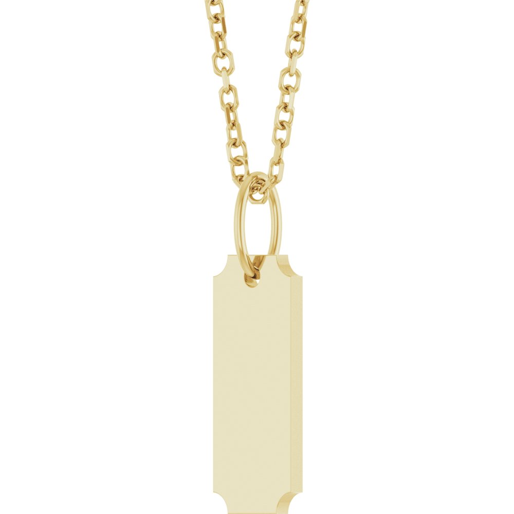 14K Yellow Gold Engravable Dog Tag 16-18" Necklace