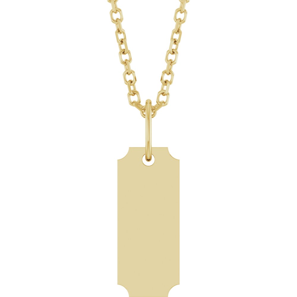 14K Yellow Gold Engravable Dog Tag 16-18" Necklace