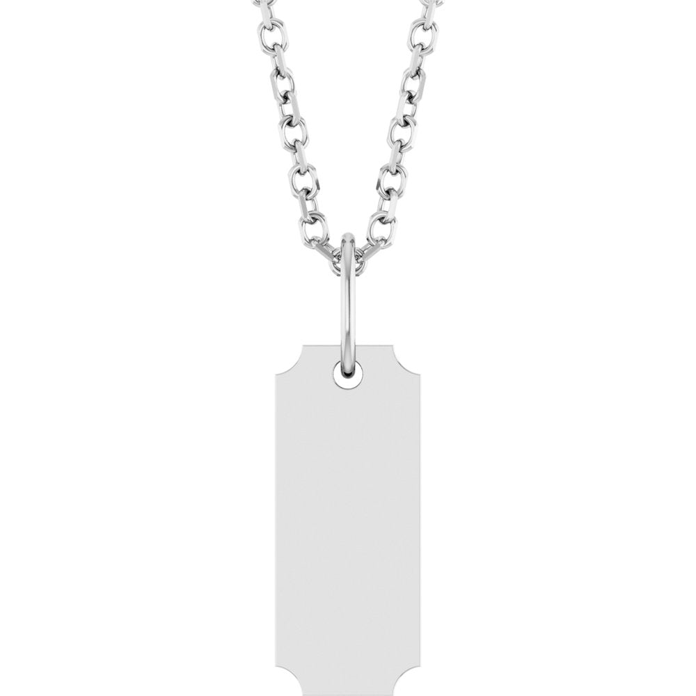 14K White Gold Engravable Dog Tag 16-18" Necklace