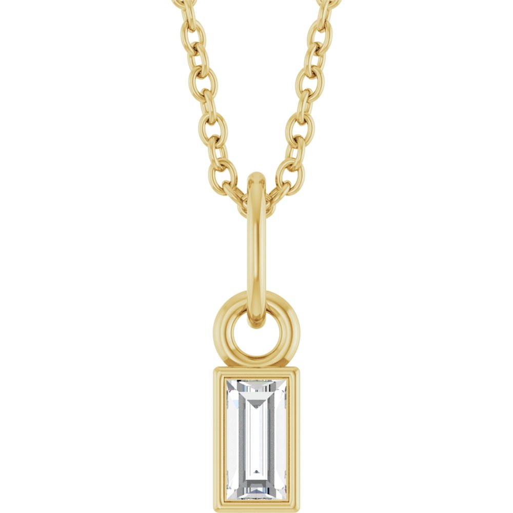 14K Yellow 1/10 CT Natural Diamond Bezel-Set 16-18" Necklace