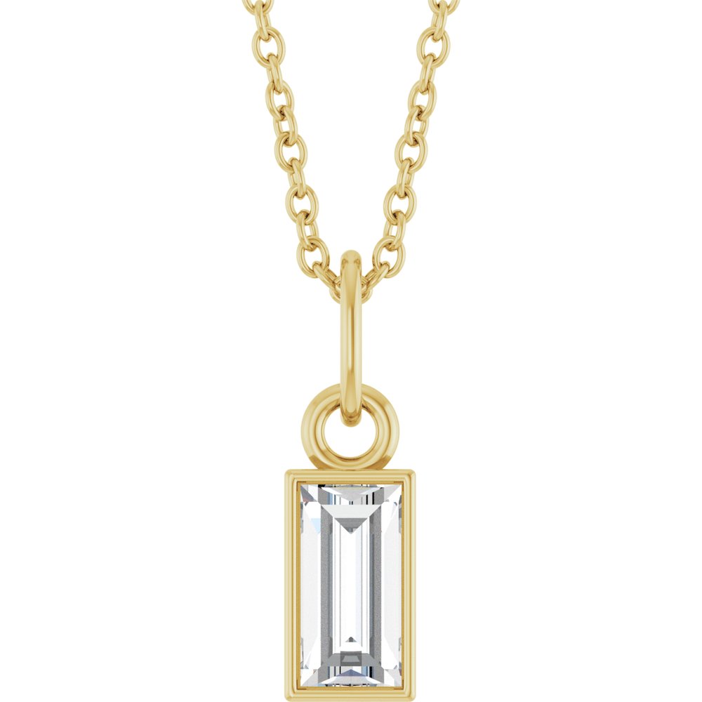 14K Yellow Gold 3/8 CT Lab-Grown Diamond Bezel-Set 16-18" Necklace