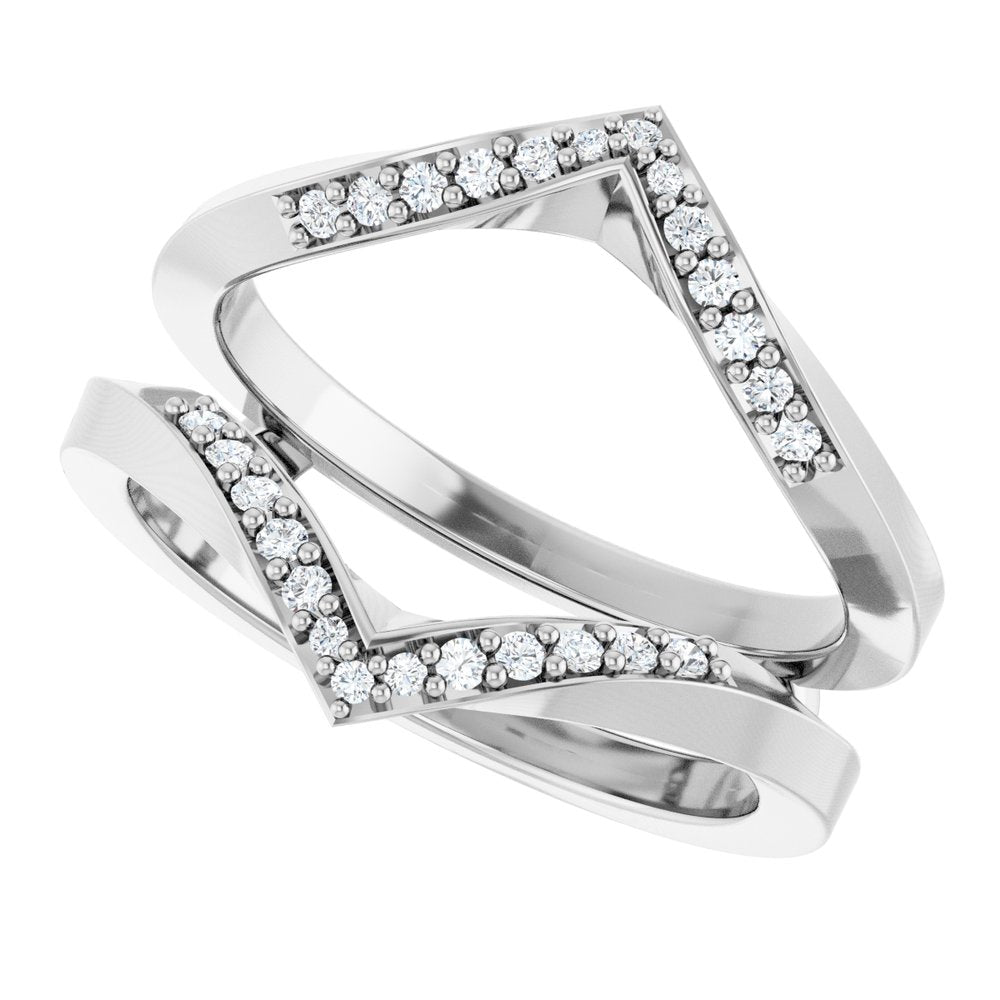 14K White Gold 1/6 CTW Natural Diamond Ring Guard