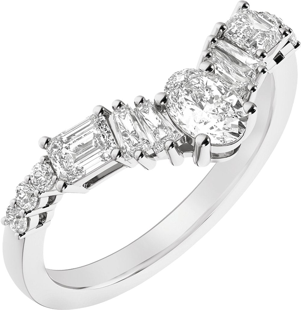 14K White Gold 1 CTW Lab-Grown Diamond Contour Band