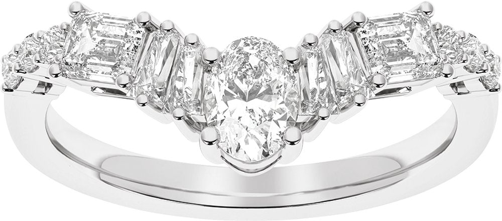 14K White Gold 1 CTW Lab-Grown Diamond Contour Band
