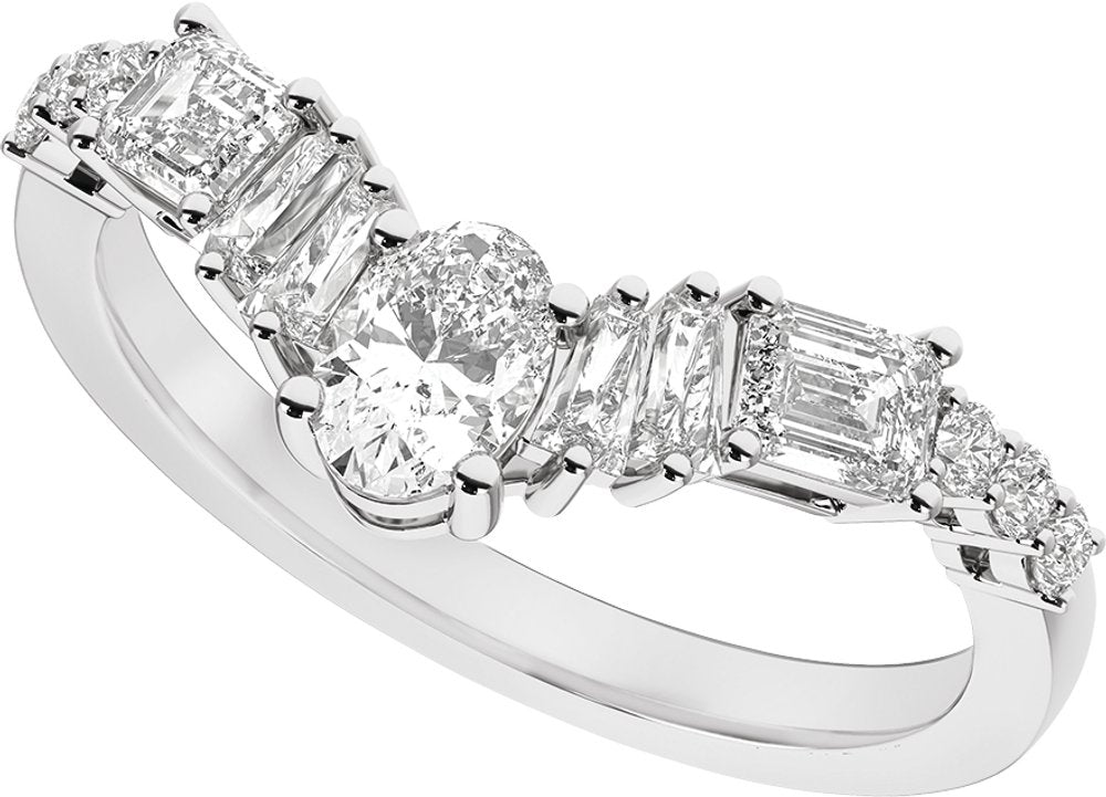 14K White Gold 1 CTW Lab-Grown Diamond Contour Band