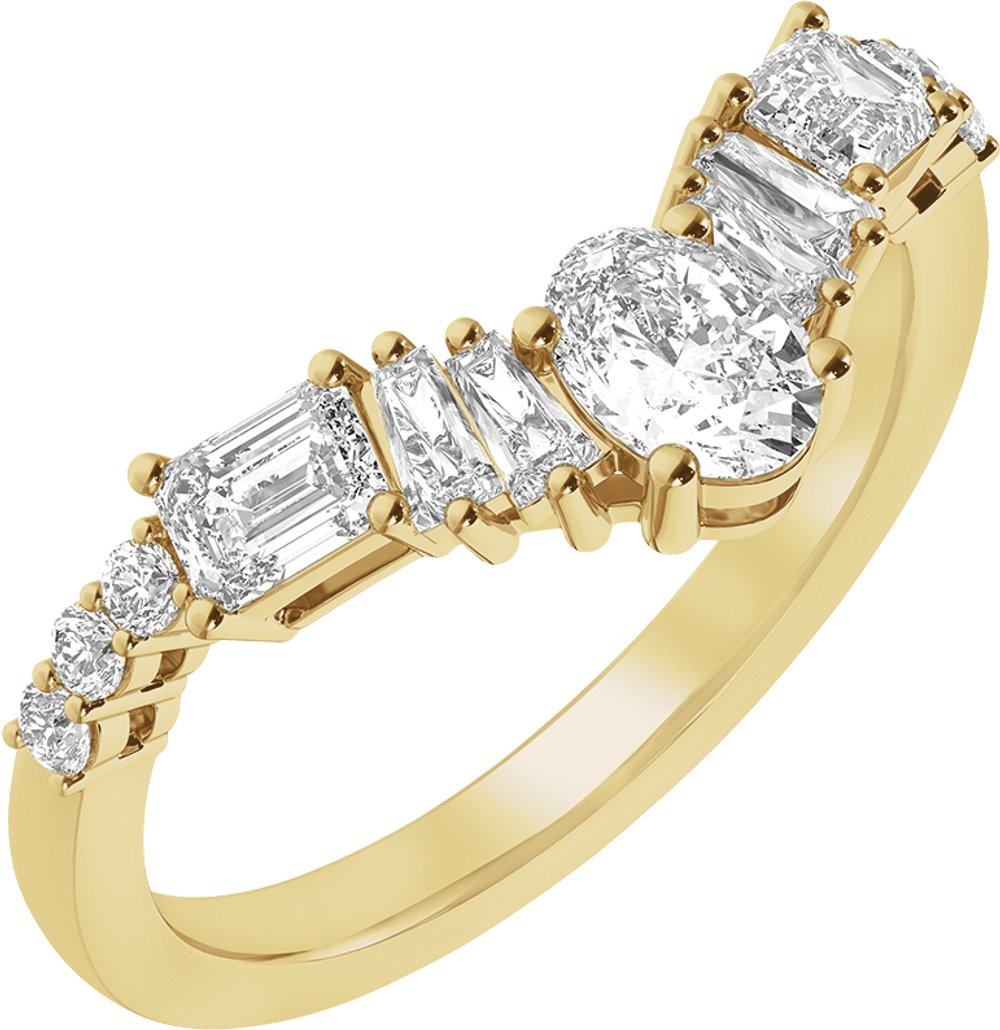 14K Yellow Gold 1 CTW Lab-Grown Diamond Contour Band