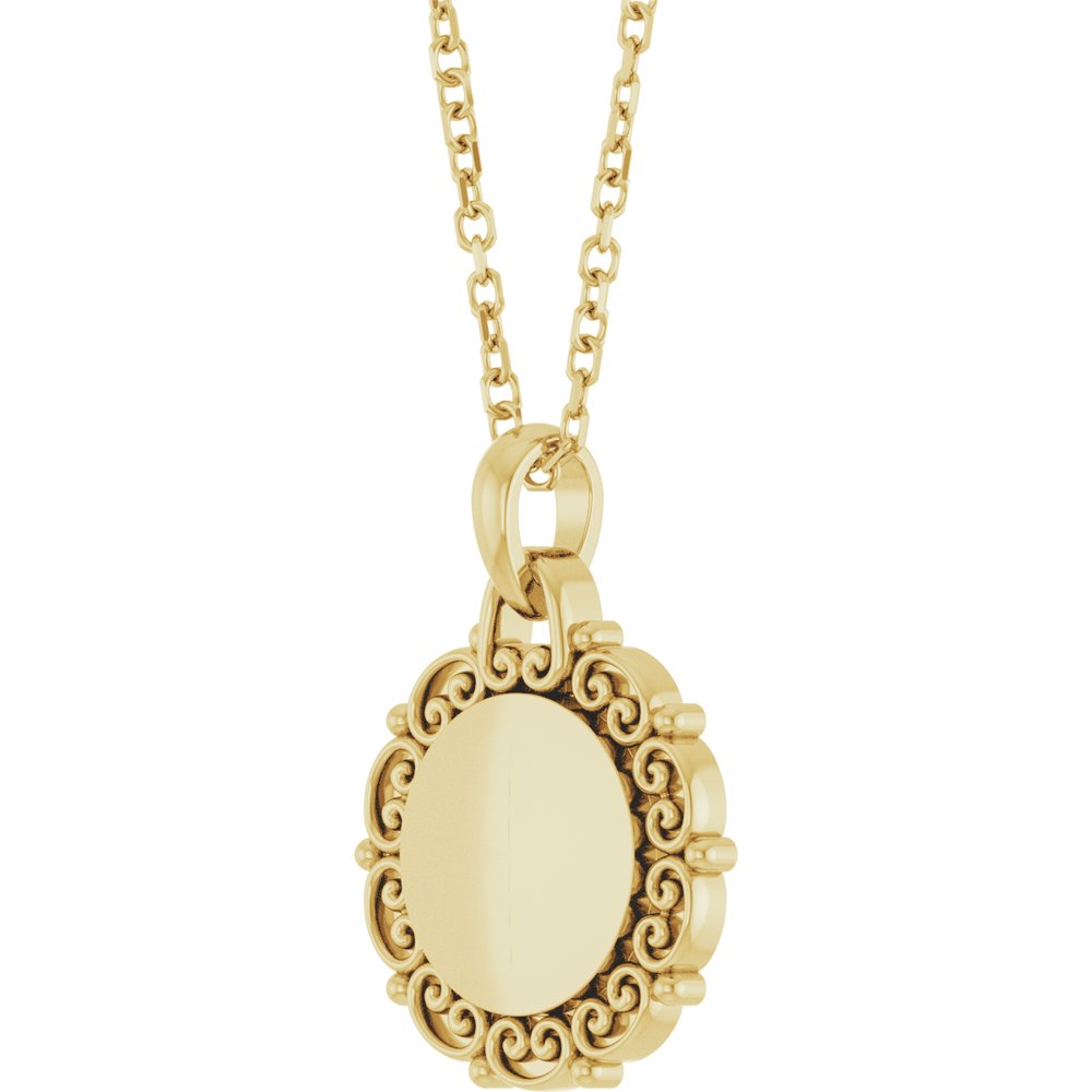 14K Yellow Gold Engravable Scroll 16-18" Necklace