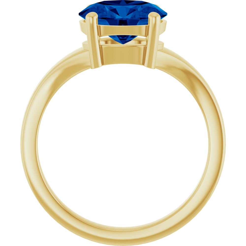 14K Yellow Gold Lab-Grown Blue Sapphire Ring