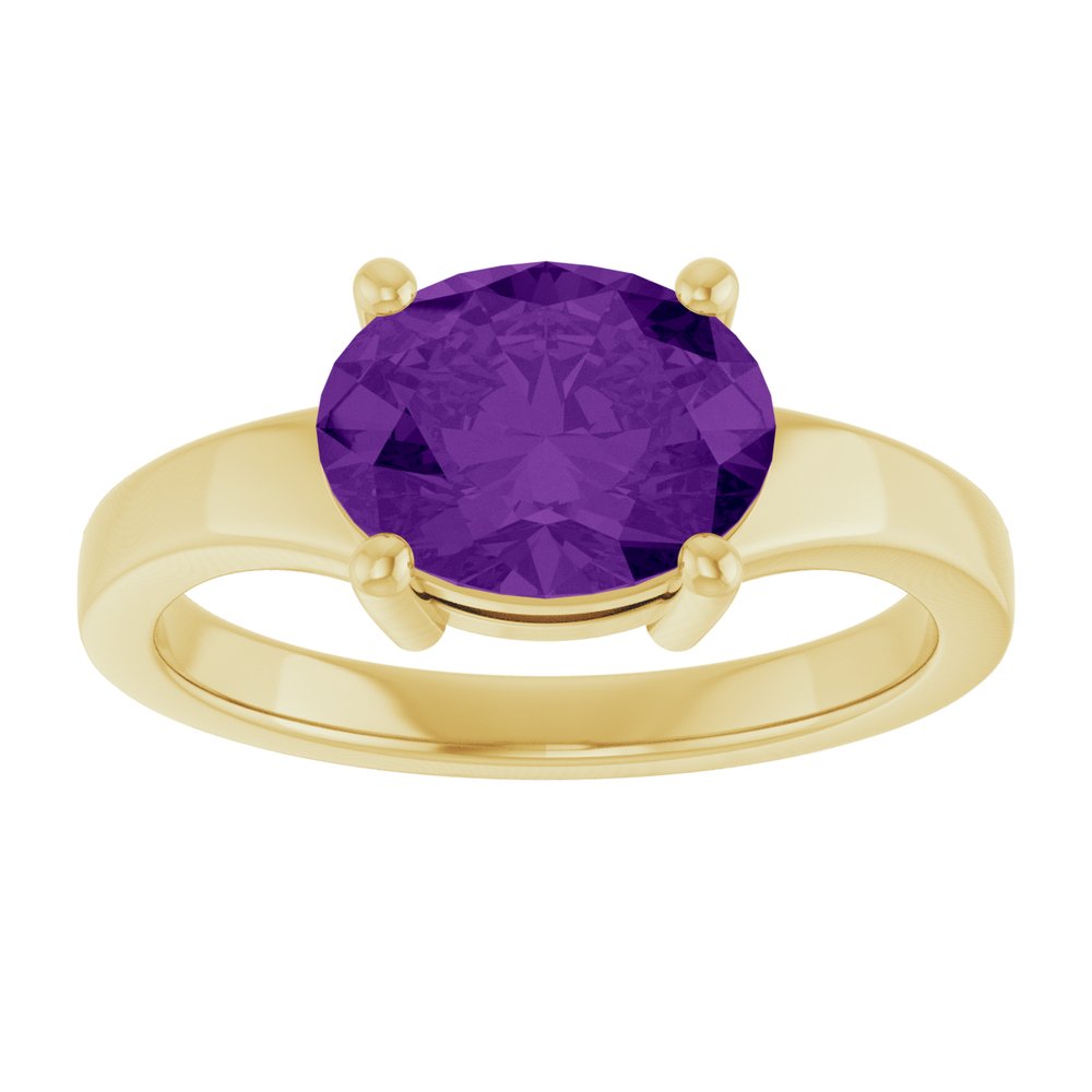 14K Yellow Gold Natural Amethyst Ring